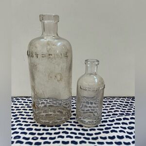 2  Vintage Listerine Glass Bottles Lambert Pharmacal Company Vintage No Top